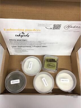 Aladine embossing powders and inkpad 5 pc new in box from HSN